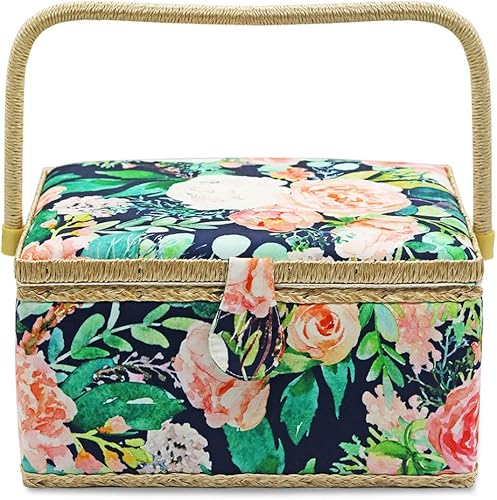 Miniatura 2 de Cesta de costura grande con accesorios, caja organizadora de costura para suministros de costura y almacenamiento de herramientas de manualidades,