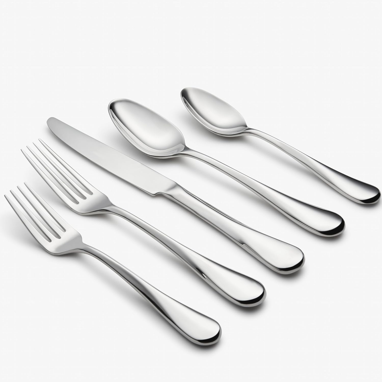 Cambridge Silverware Set, Eloquence Mirror 20-Piece Flatware Set, Service For 4, 18/10 Stainless Steel, Dishwasher Safe, Flatware Cutlery Sets, Utensils, Knives Spoons and Forks (Silver, 20 Pieces)