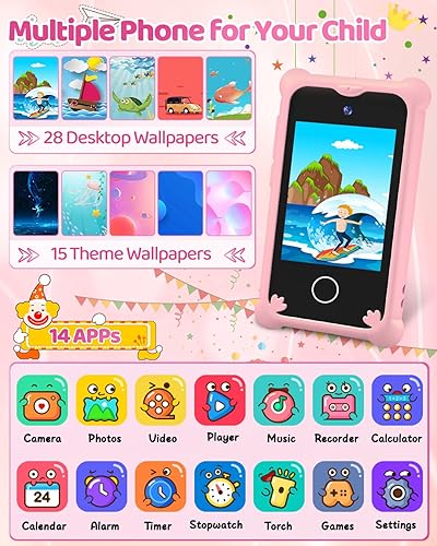 Miniatura 2 de Juguetes de teléfono para niños de 3, 4, 5, 6 años, teléfono inteligente con pantalla táctil emulada sin llamadas, sin Internet, regalos de