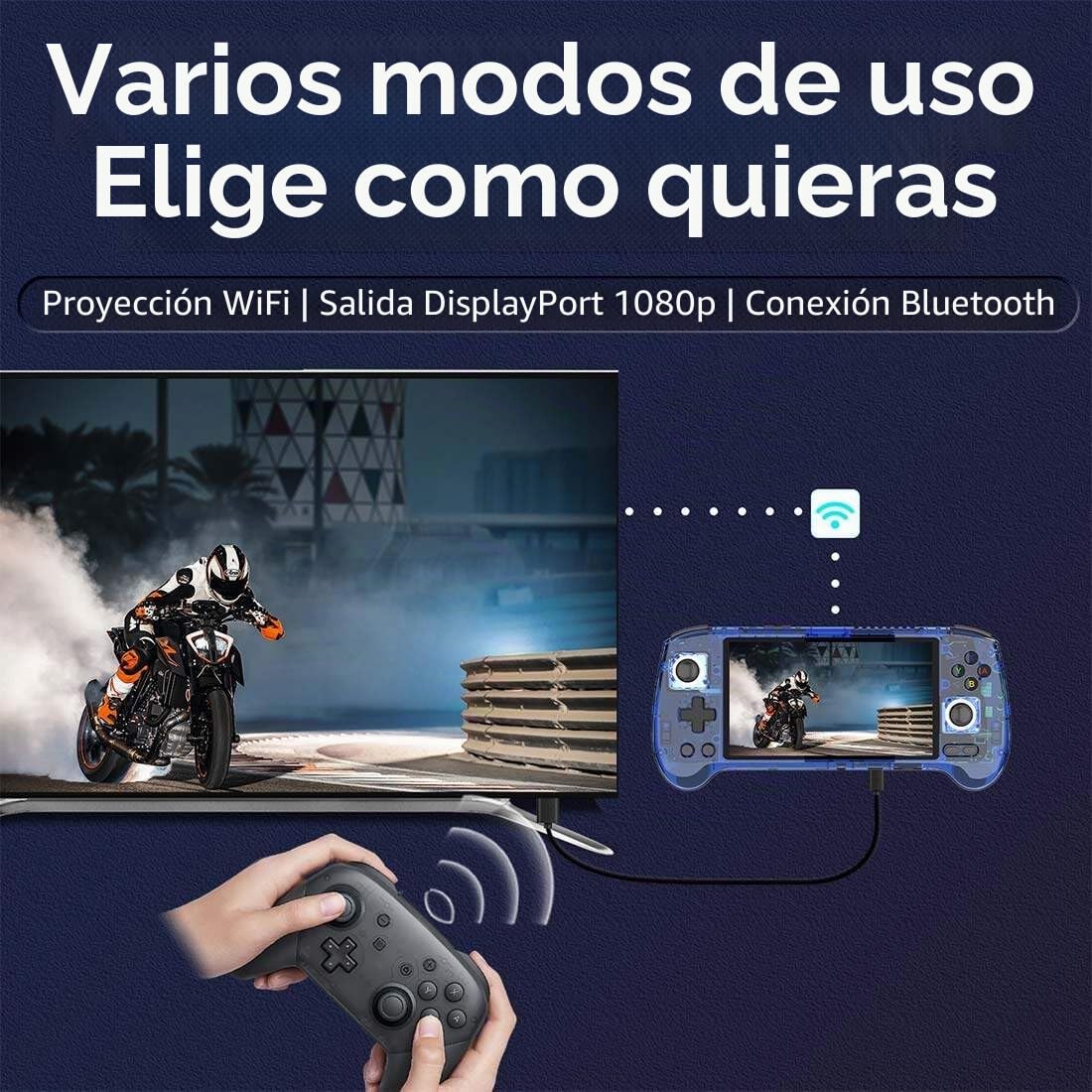 RG556 - Consola de Juegos Portátil Retro de 128G Con 4000 Juegos, Android 13 Unisoc T820 de 5.4 Pulgadas, Pantalla AMOLED Compatible Con WiFi Para Adultos y Niños (4+128G) - Con Funda
