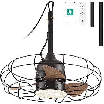 Orison Outdoor Ceiling Fans with Light, 21'' Wet Rated Outdoor Hanging Fan for G