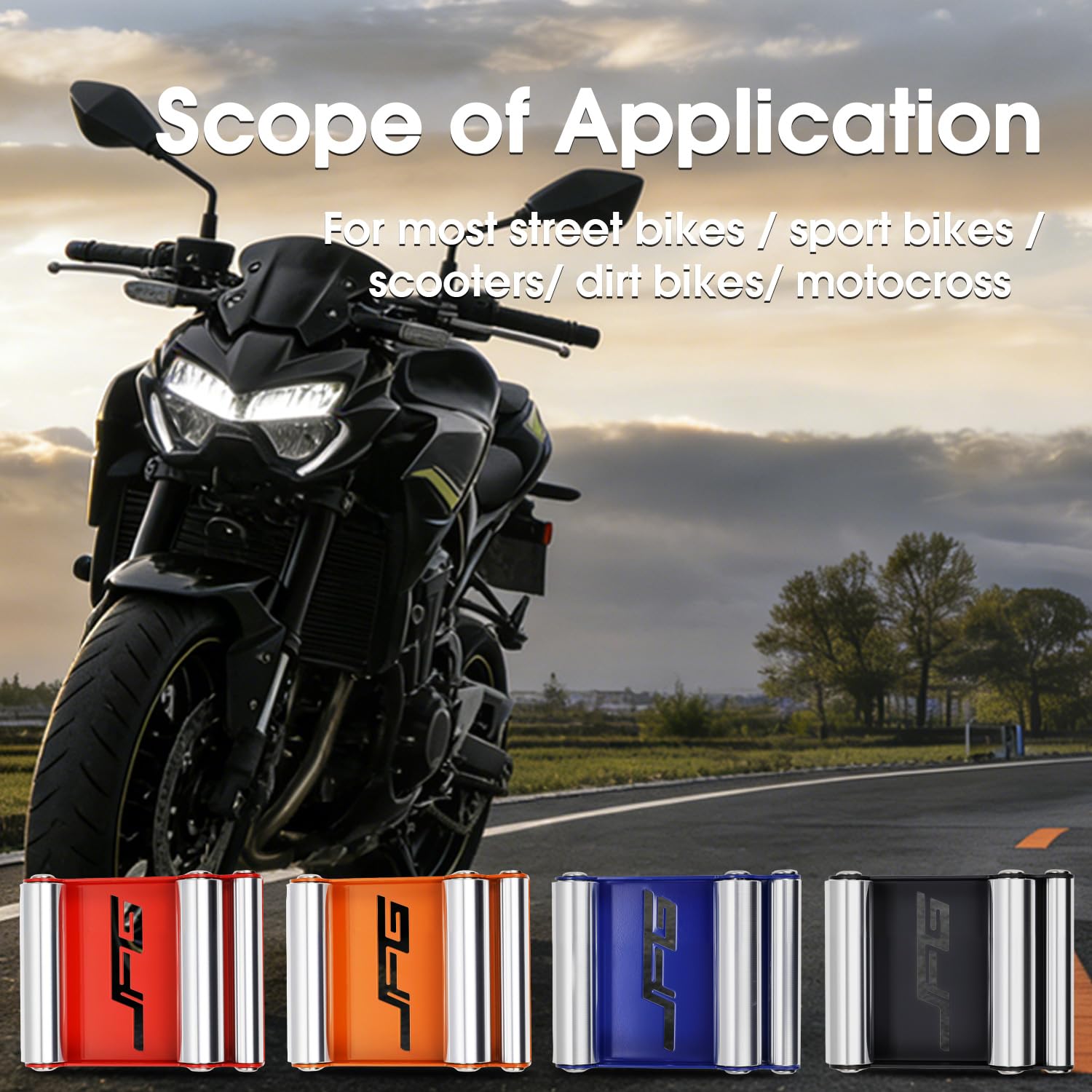 JFG RACING Supporto Rullo Moto,Rullo Pulizia Catena Moto Pulizia Ruote e Lubrificazione della Catena Cavalletto Moto Accessori Moto per Moto Medie < 220 kg e Larghezza Pneumatici < 180 mm
