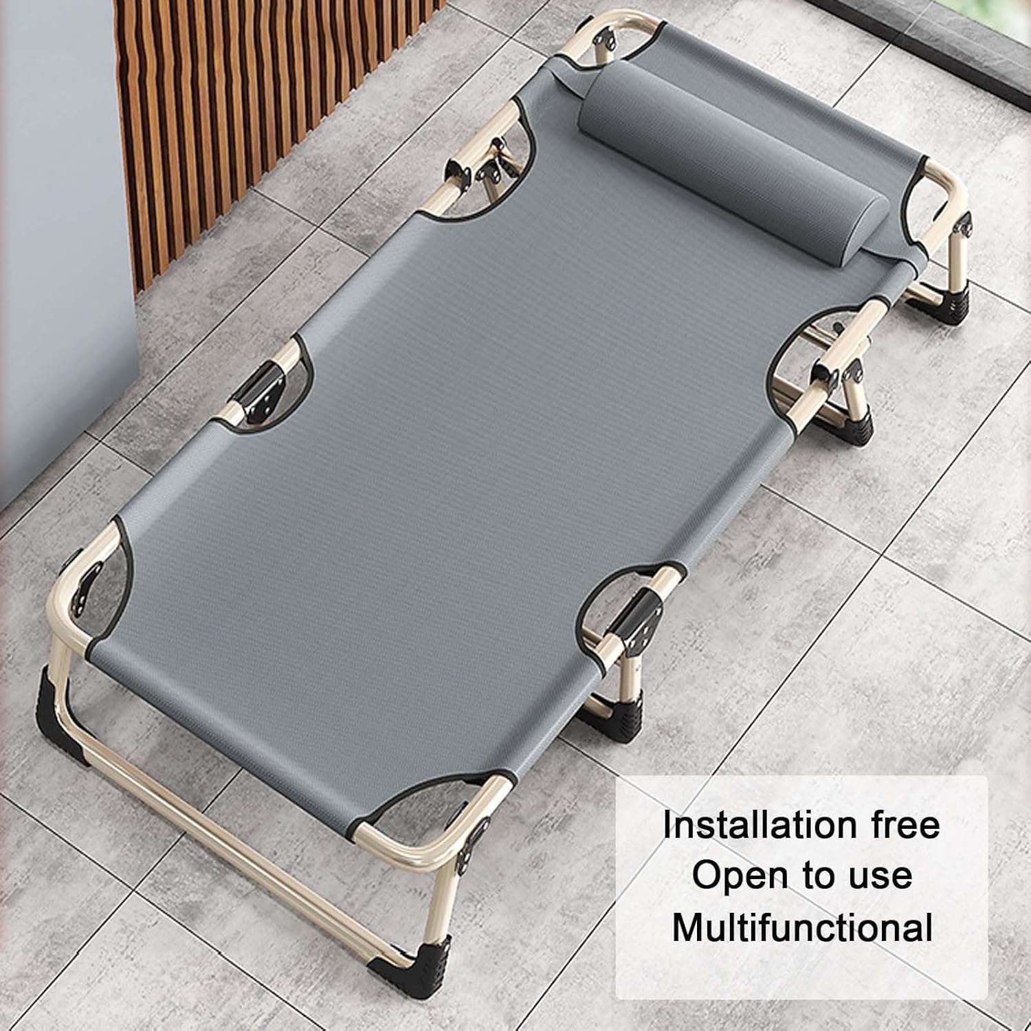 Portable Folding Adult Bed,Camping Cot Camp Bed for Adults, Extra Wide Heavy Duty Folding Camping Bed with Cushion&Pillow, Portable Travel Camping Cot for Outdoor Travel Office, Lightweig