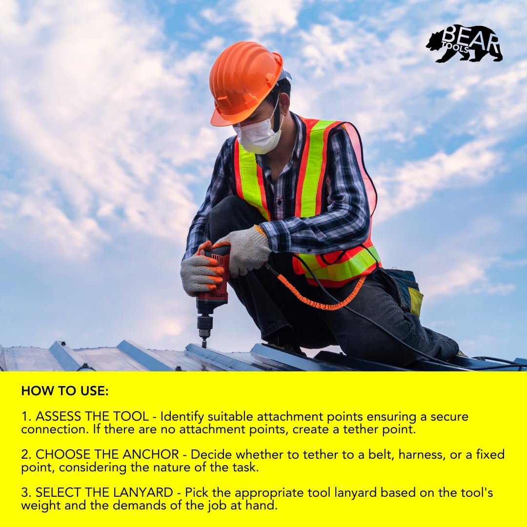 3 Foot Safety Tool Lanyard, Tough Scaffold Hard Hat Lanyard with Carabiner, Adjustable Loop End, Ultra-Durable, Premium Quality Materials Ideal for Scaffold, Tools, Construction 10PK Orange (0929OS)