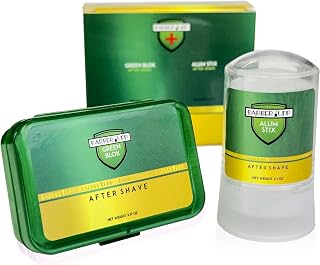 Natural Alum Block Aftershave Care - 3.5 oz / 100g, Shaving Essential for Men - Skin Soothing Styptic Green Blok - Prevents Razor Nicks - Post Shave with Portable Travel Case – Combo Pack