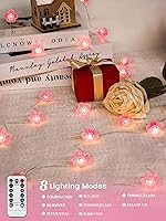Vista 15 de Paquete de 2 guirnaldas de luces LED, funcionan con pilas, 5 m, 50 luces intermitentes, temporizador, impermeables, para habitaciones, bodas