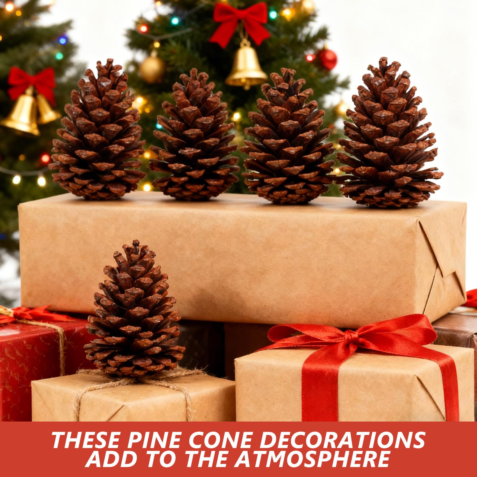 Natürliche Kiefernzapfen und Foto Requisiten zum Basteln 6 Stück Braune Tannenzapfen als Weihnachtsdeko für Indoor Dekoration