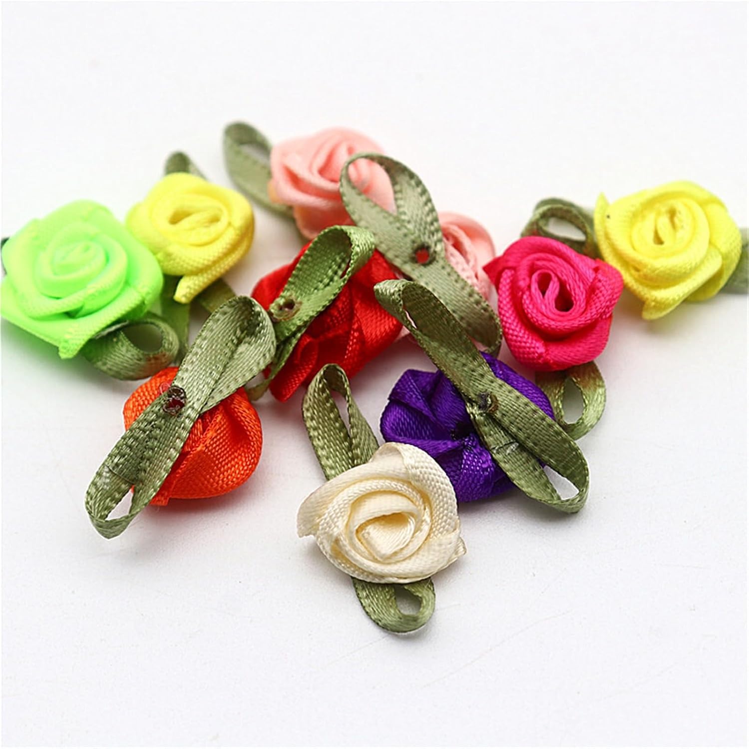 Mini Ribbon Rose Flowers 1000Pcs Ribbon Flowers DIY Craft for Hair Clips Clothing Gift Packaging(Light Pink) image 3