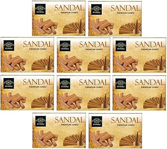 Aviraj Sandalwood Dhoop Cones for Pooja Combo Pack - 10 Boxes I Incense Cone Dhoop Chandan Fragrance Natural Charcoal Free