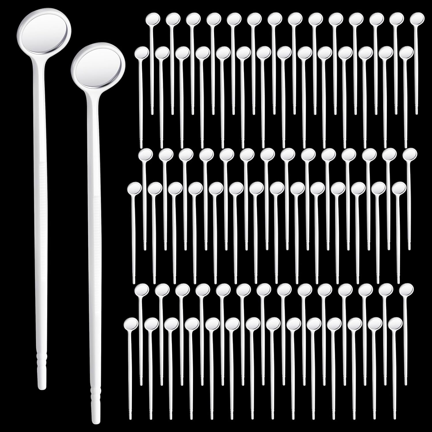 Geiserailie 300 Pcs Disposable Dental Mirror Anti Fog Mouth Mirror Individually Packed Dental Mirror for Teeth Oral Teeth Mirrors with Handles Plastic Tooth Mirror Dental Tool for Household (White)