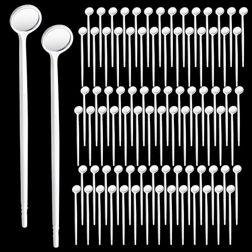 Geiserailie Espejo dental desechable, 300 piezas, espejo bucal antivaho empaquetado individualmente, espejos dentales con asas, espejo dental de