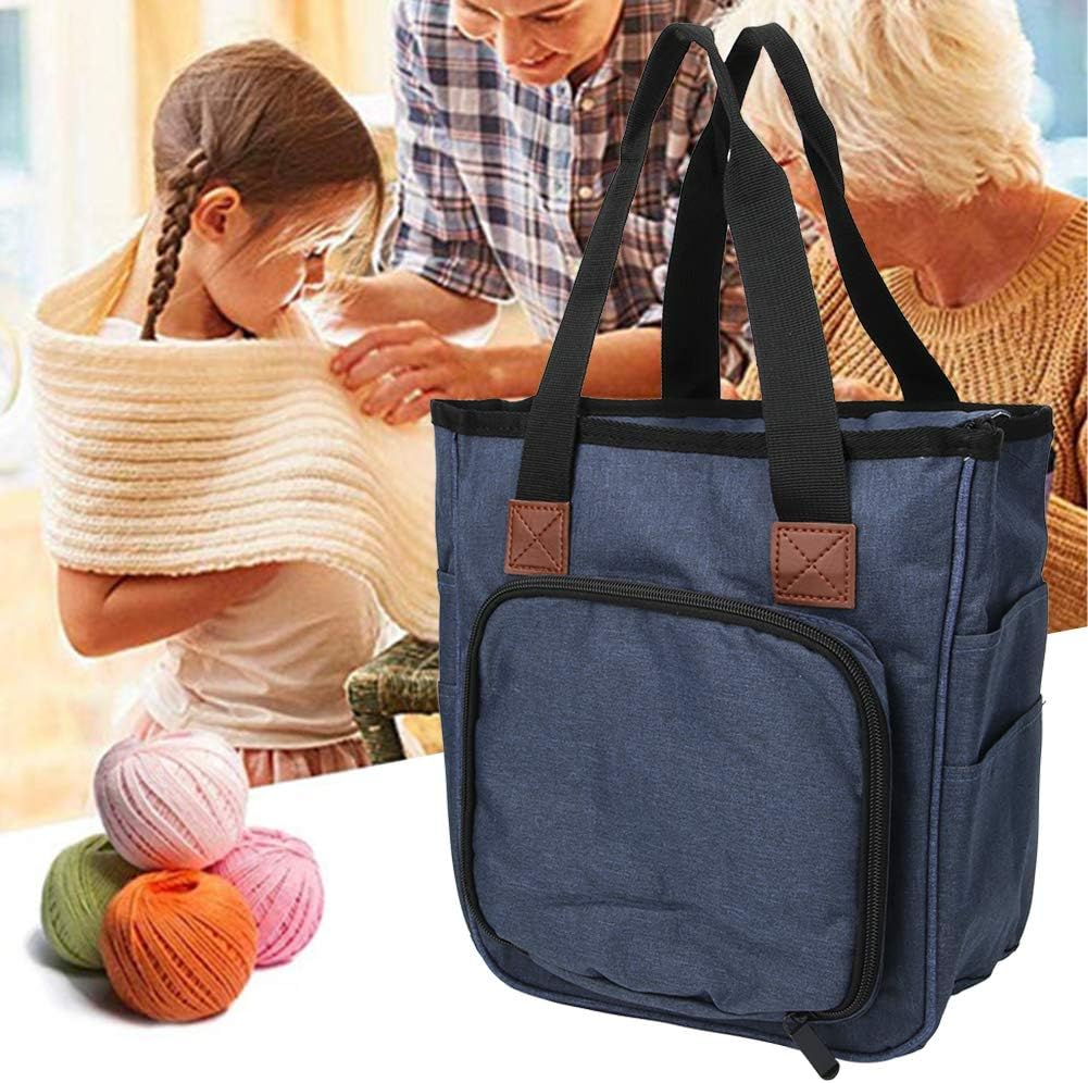 Knitting Bag, Travel Yarn Storage Yarn Tote Organizer Oxford Cloth Crochet Supplies Storage Bag, for Crochet Hooks Knitting Needles Project and Supplies