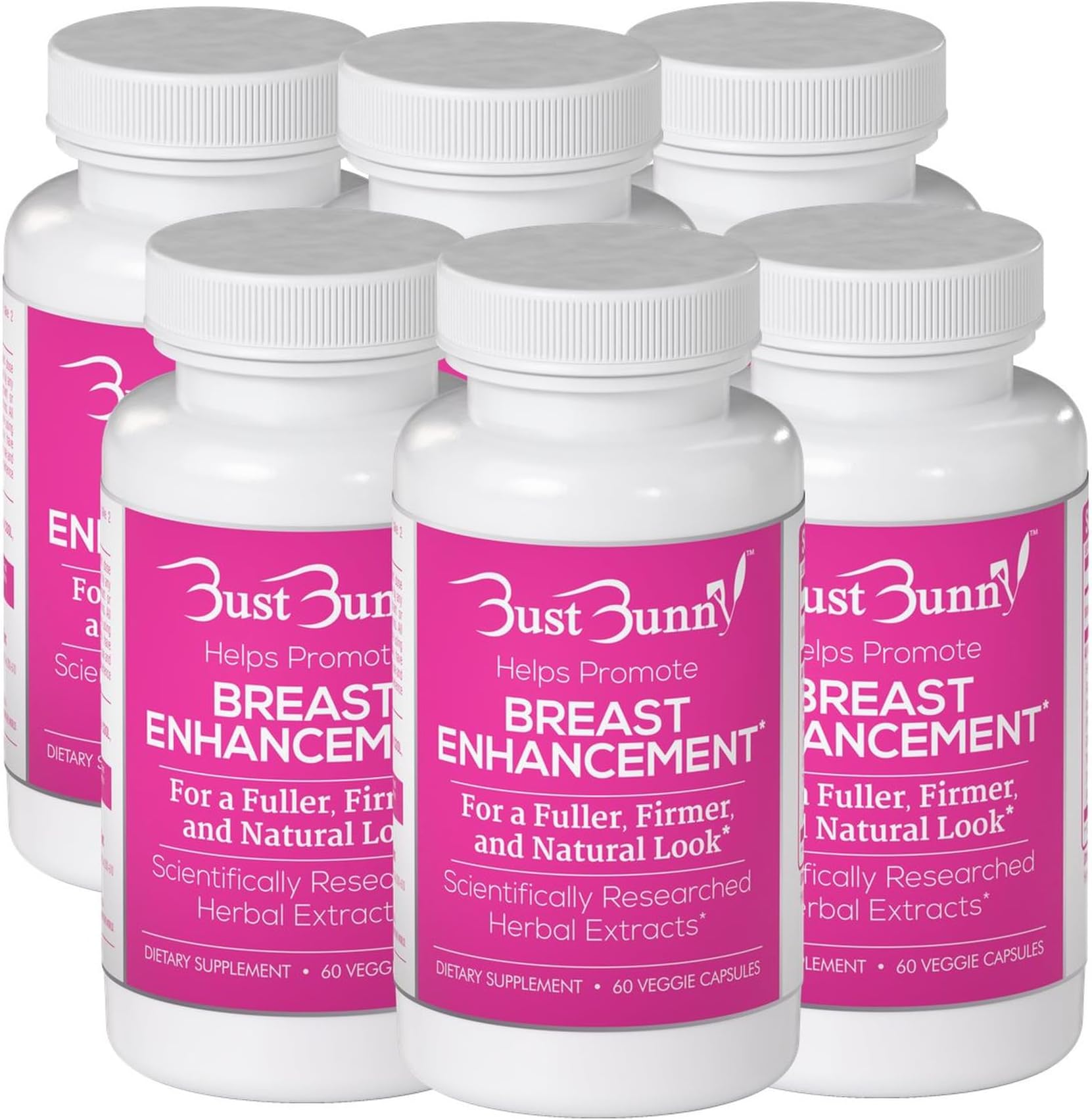 Bust Bunny Breast Enhancement & Enlargement Pills, Vegan, 6 Month Supply