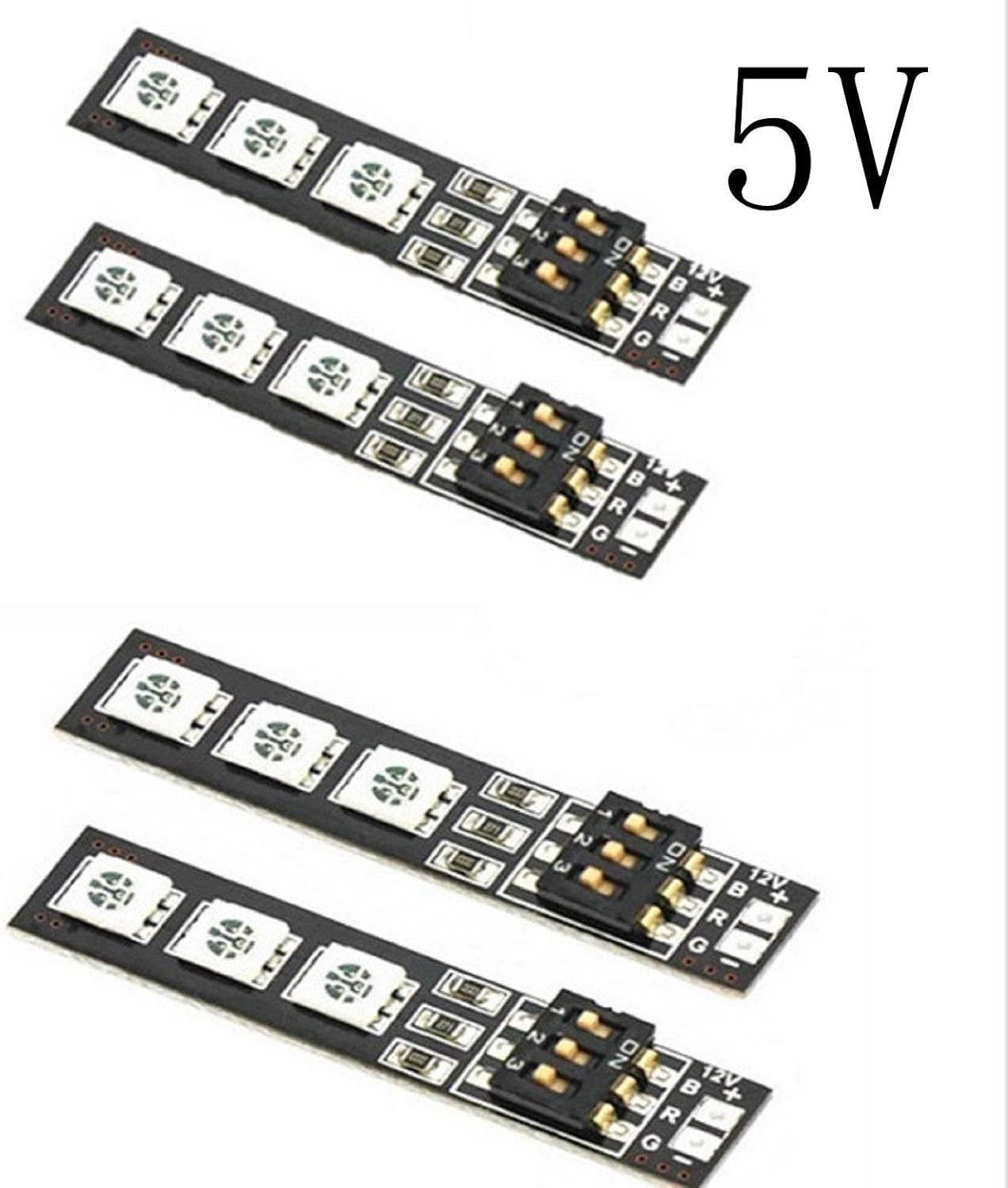 ShareGoo 4PCS 7 Colors 5V 5050 RGB LED Strip Night Light with DIP Switch for QAV250 FPV 210 ZMR250 F450 F550 Quadcopter…
