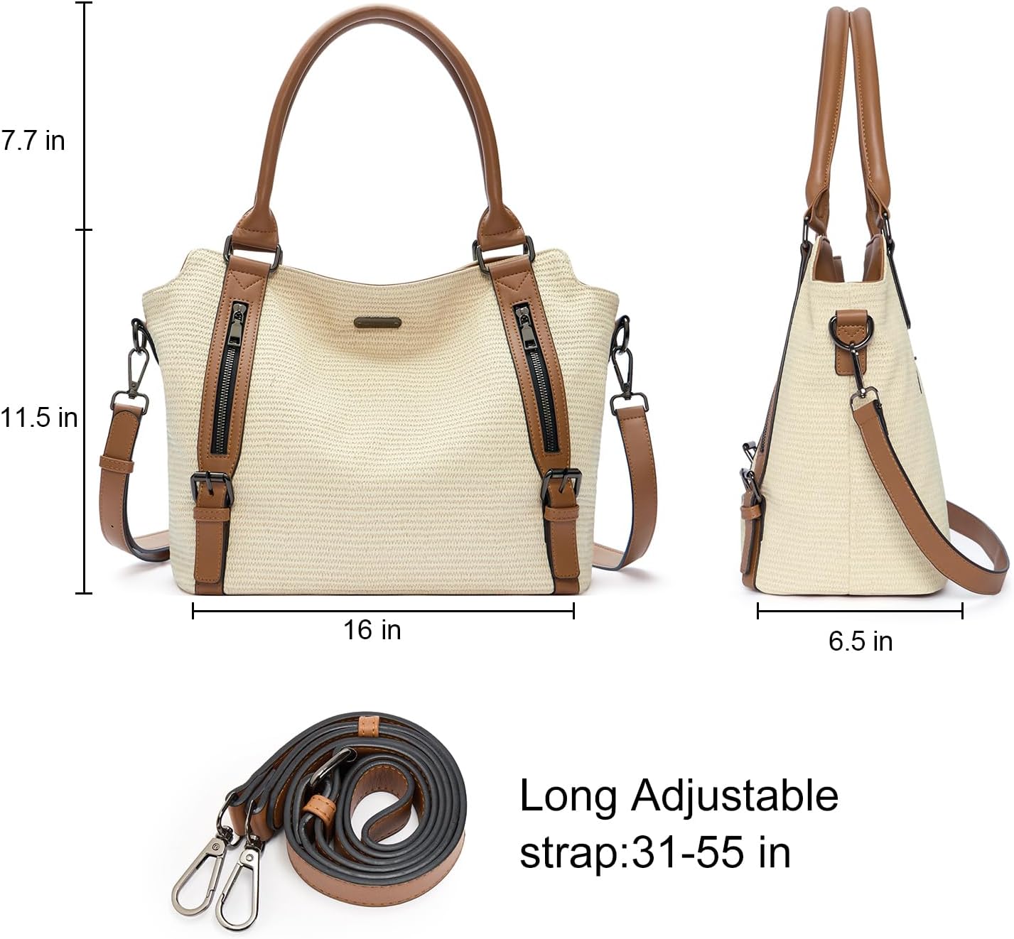 CLUCI Purses for Women, Large Hobo Bags, Multiple Pockets Tote Handbags, Water Repellent Shoulder Bag with Adjustable Strap - Image 3