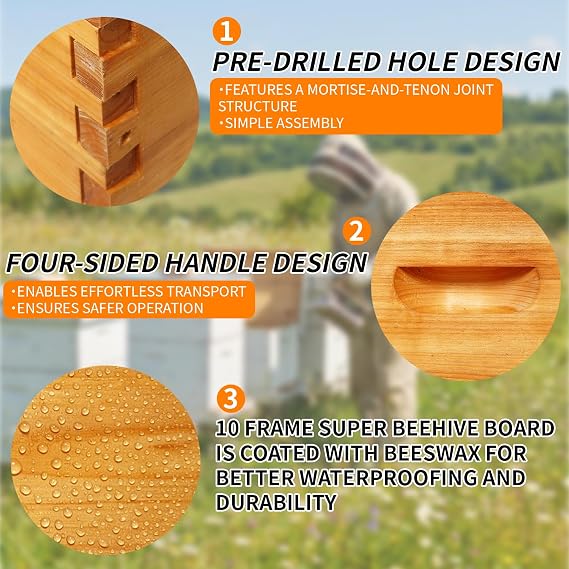 Beehive Box Langstroth ディップ 蜜蝋 ミディアム スーパー ビー ボックス 養蜂用品 2パック