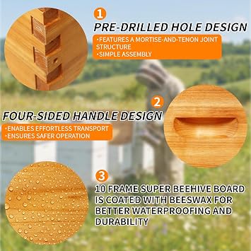 Beehive Box Langstroth ディップ 蜜蝋 ミディアム スーパー ビー ボックス 養蜂用品 2パック