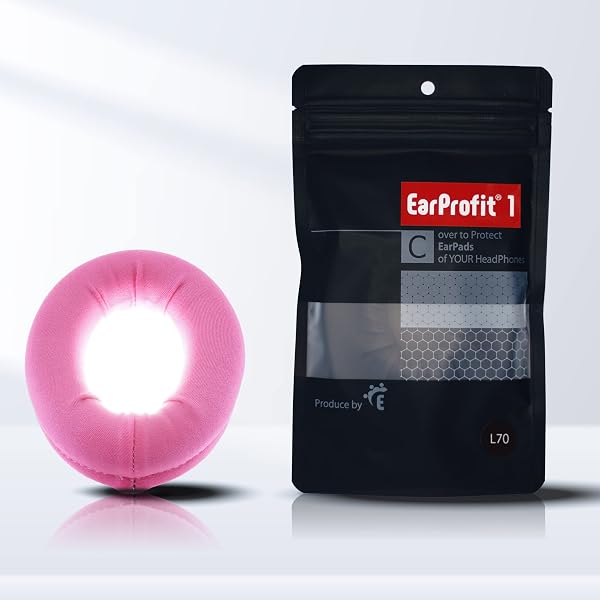 EarProfit 新開発 さらさら 消臭 ヘッドホンカバー イヤーパッドカバー 開口部 日本製 (L70, HIGH-PINK) - 1