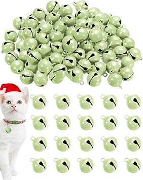 100pcs Bulk Small Jingle Bells for Christmas Yule Crafting Avocado Green