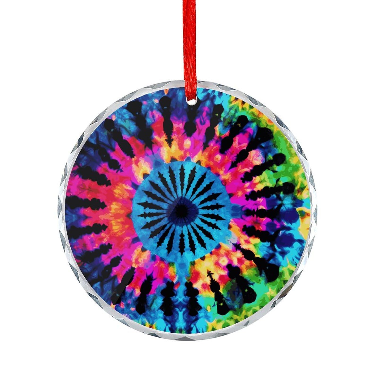 Fodpand Women's Style Exotic Tribe Tie Dye Round Glass Ornament Keepsake Gift Exchange Ideas Car Decor,Christmas Ornaments For Tree Window Garden Ornaments