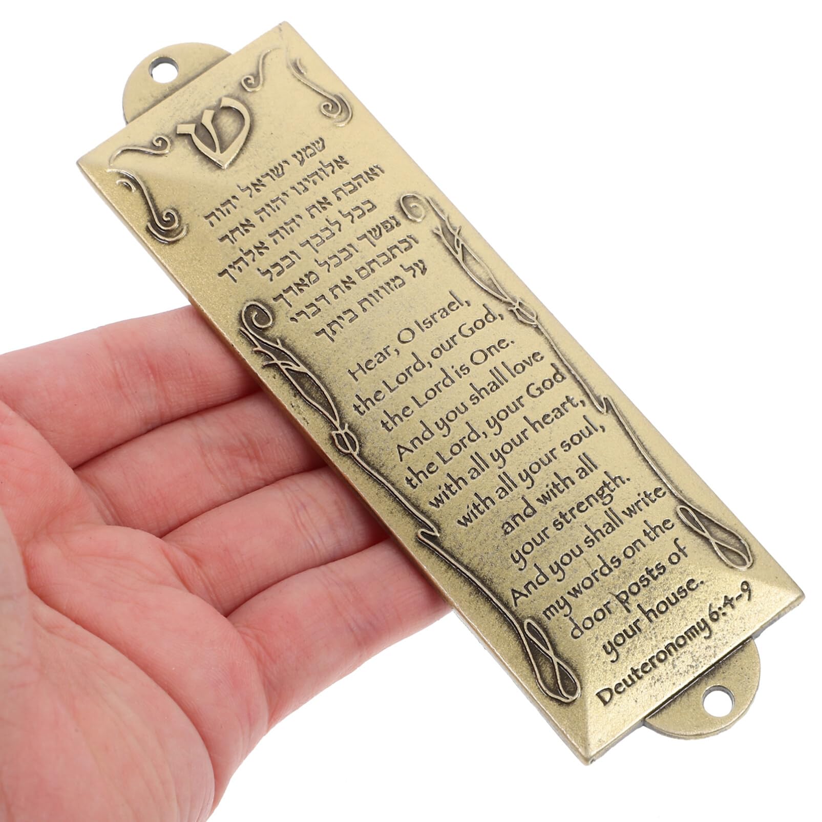 Kichvoe 2pcs Metal Mezuzah Decor Hebrew Scripture Religious Gatepost Blessing Lightweight and Artistic Design for Home Decoration Craft for Spiritual