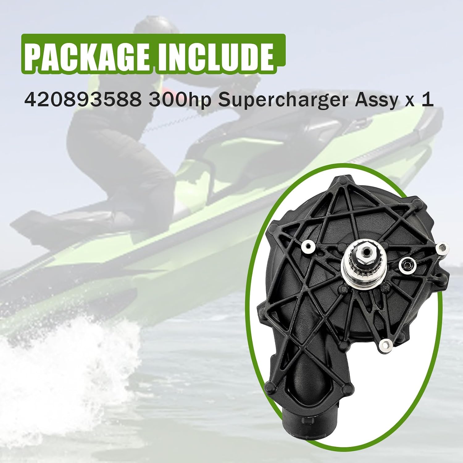 420893588 Supercharger Assembly Compatible with Sea-doo 300 GTX RXP RXT 2016-2024 420490670 420893567 420893566
