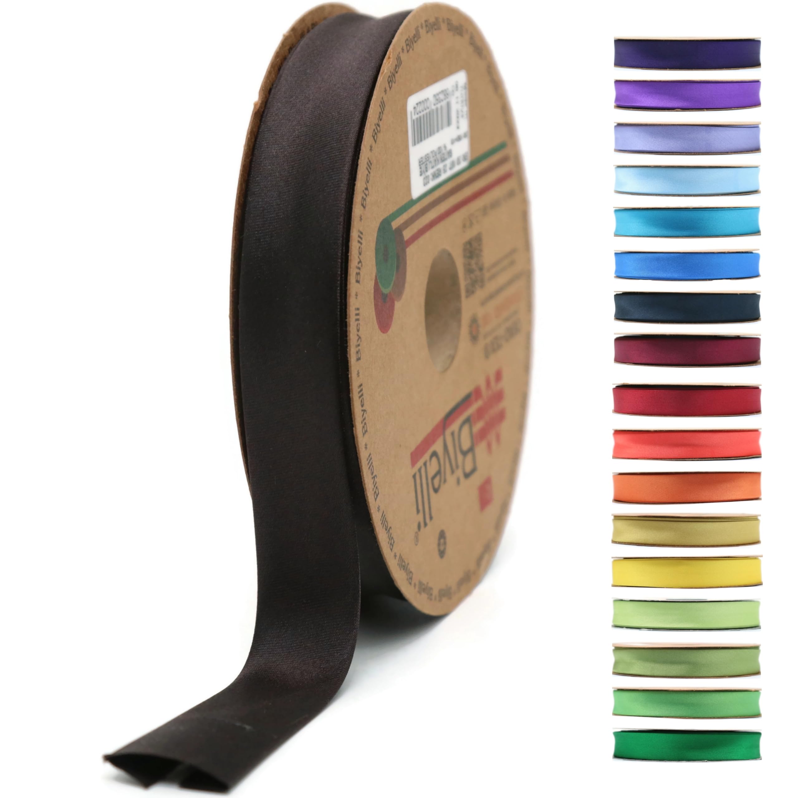 Fold Satin Bias Tape - 99+ Colors - 3/4 Inches Wide - 27 Yards - Fold Satin Binding Bias Ribbon Fabric Piping Bias Binding Tape for Sewing Clothing DIY (23. Coffee) BYS23