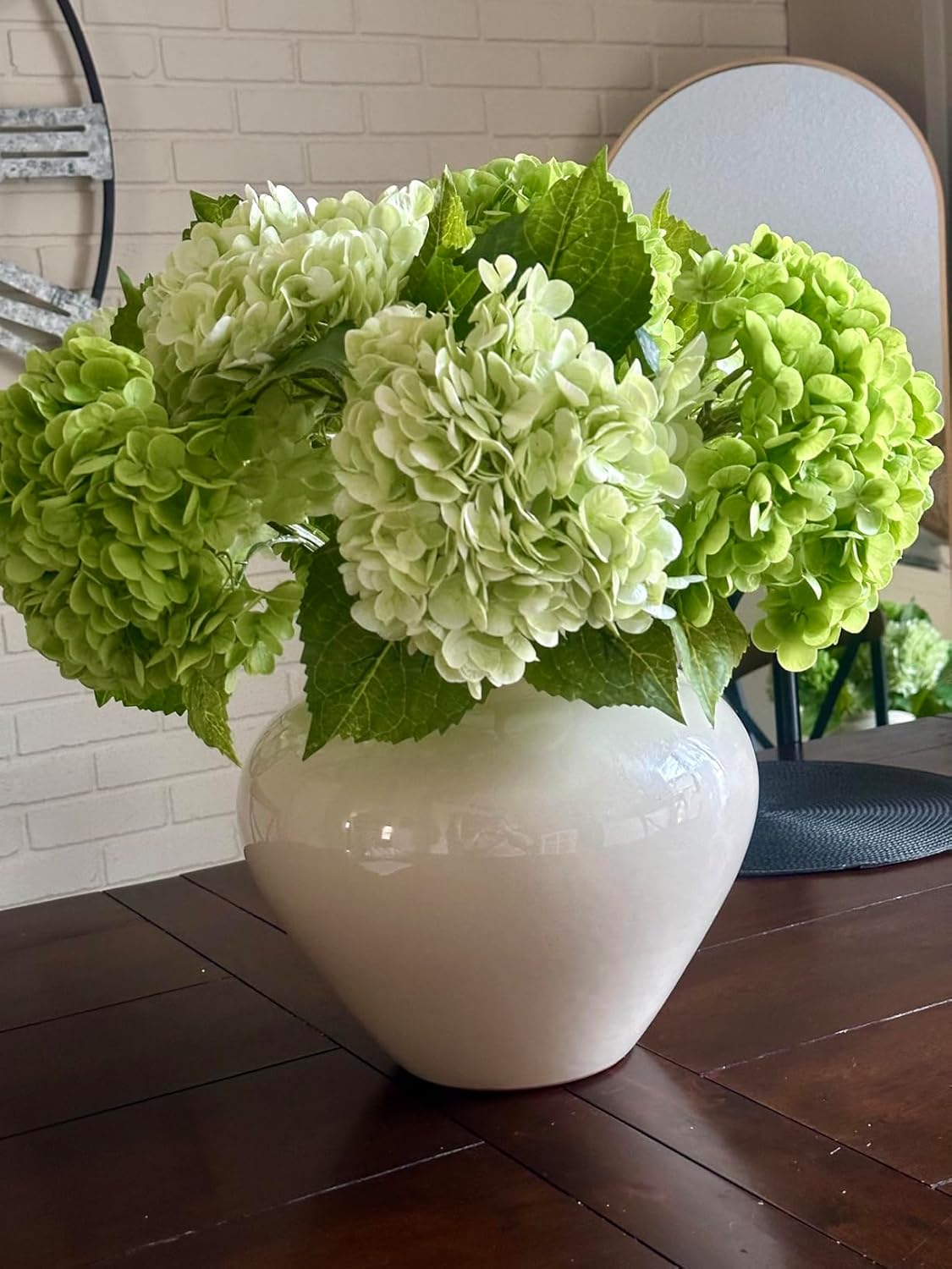 Waipfaru 4Pcs Real Touch Hydrangea Artificial Flowers, Fake Hydrangea Flowers, 21" Latex Faux Hydrangea Flowers for Wedding Bouquet Home Decor Centerpieces (2 Light Green & 2 Dark Green) - Image 3