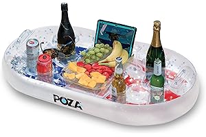 Luxurious USA Flag Sparkle Silver Star Confetti Inflatable Swim Bar Float Pool Lounger