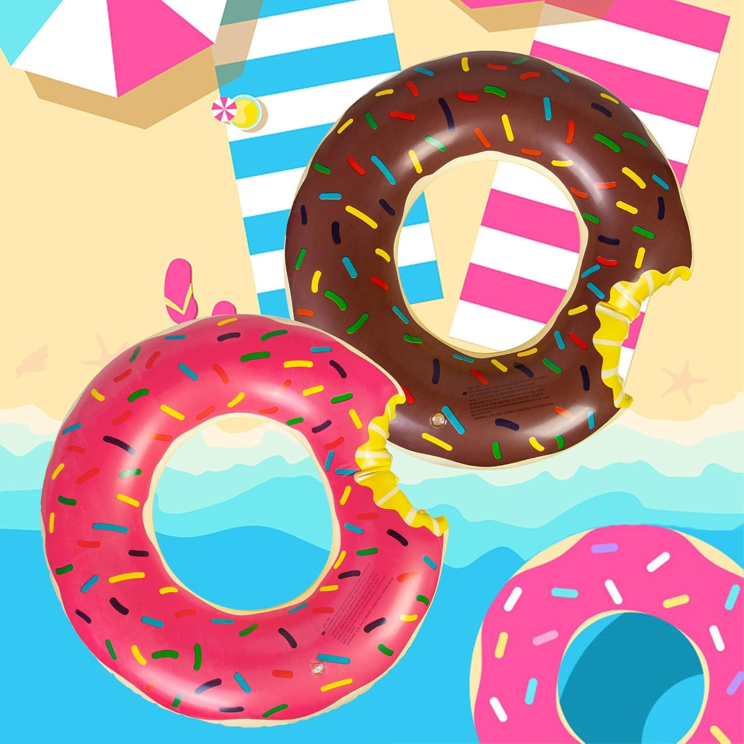 2 Pack Pool Floats for Kids, 26.3 Inch Donut Inflatable Pool Floats Swim Tubes Rings, Floating Swim Rings for Summer, Pool, Swim Raft, Games, Beach Party Decorations : Toys & Games