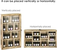 Vista 3 de Ikee Design Vitrina de colección de madera con tapa de vidrio templado transparente y con bisagras, montaje en la pared, 10 ranuras, caja