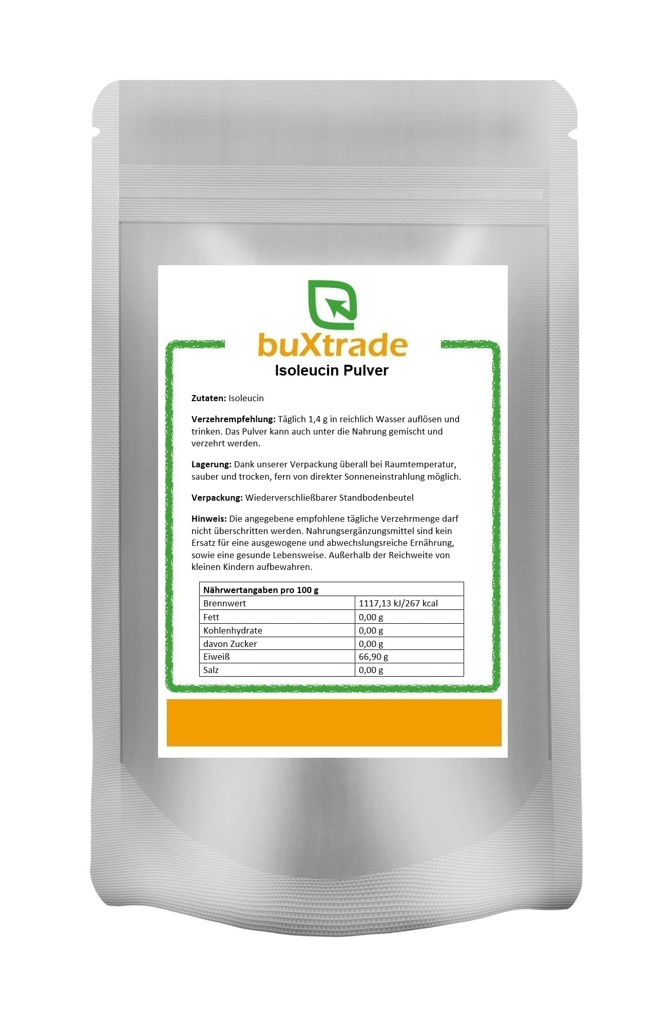 1 kg Isoleucin Pulver | Vegan | L-Isoleucin | Pulver | Buxtrade