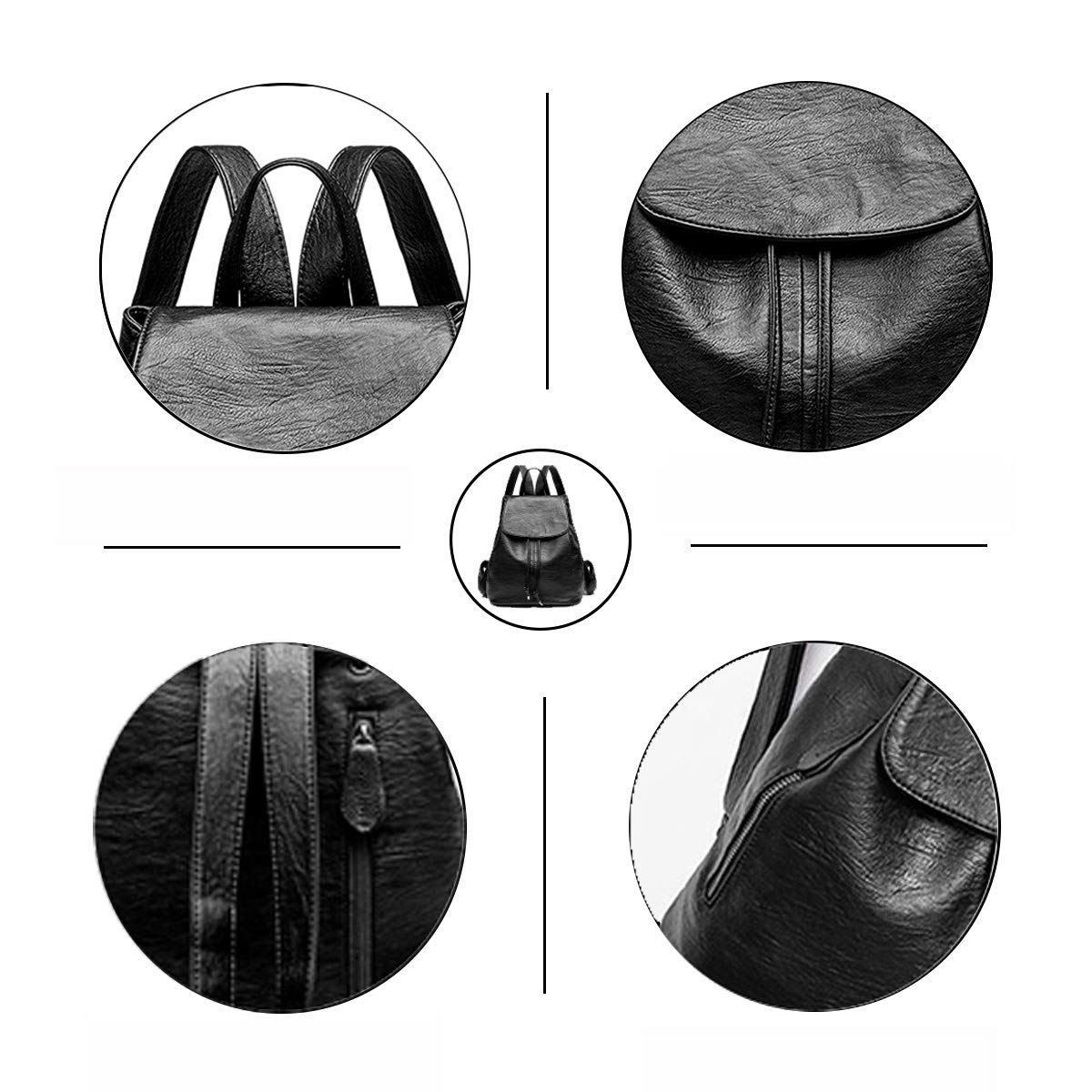 Mujer Bolsos mochila Moda Cuero Impermeable Casual Viaje Escuela mochilas