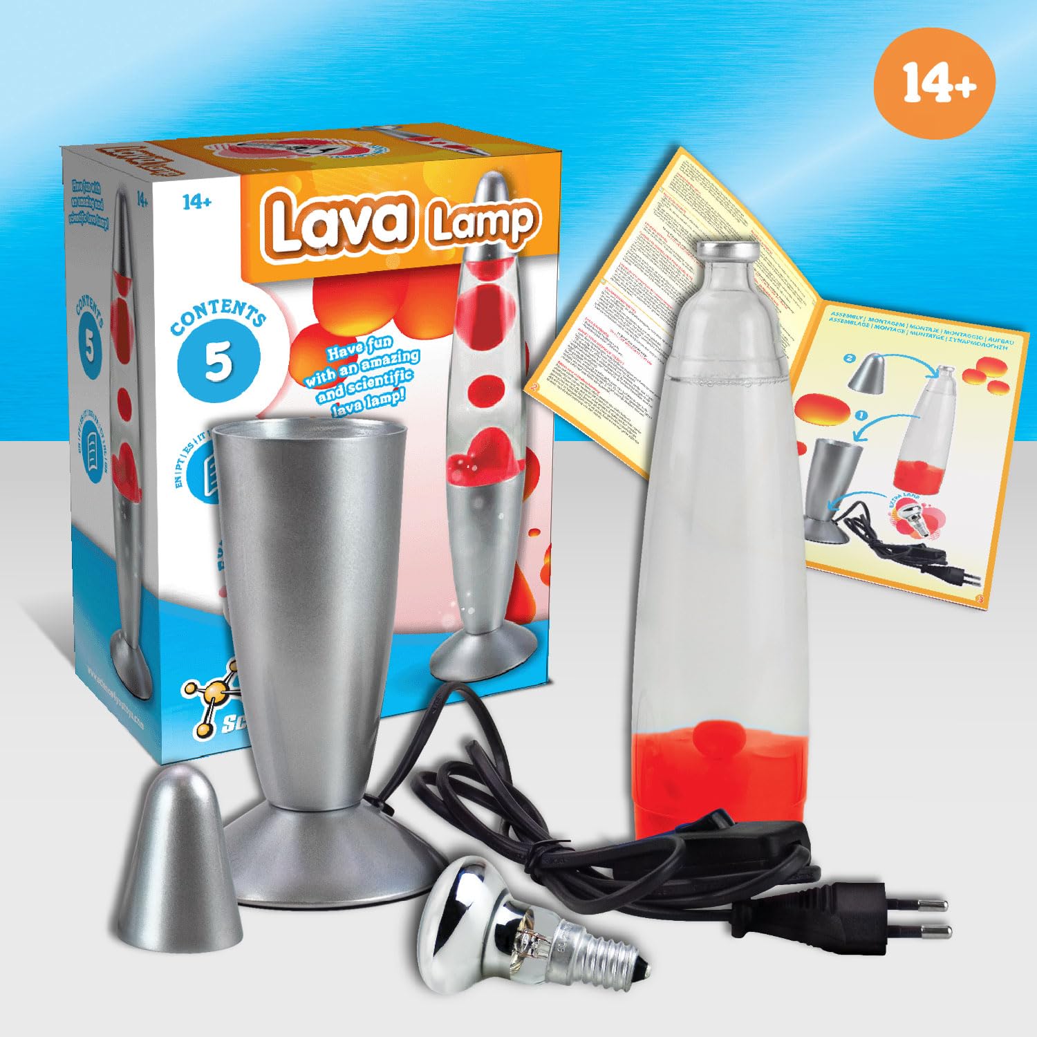 Science4you Lámpara de Lava Infantil - Lava Lamp Roja para Niños, Juguete con Luz de Noche y Ambiente para Niños, Juguetes Científico STEM, Juegos, Regalos para Niños y Niñas 8-14+ Años