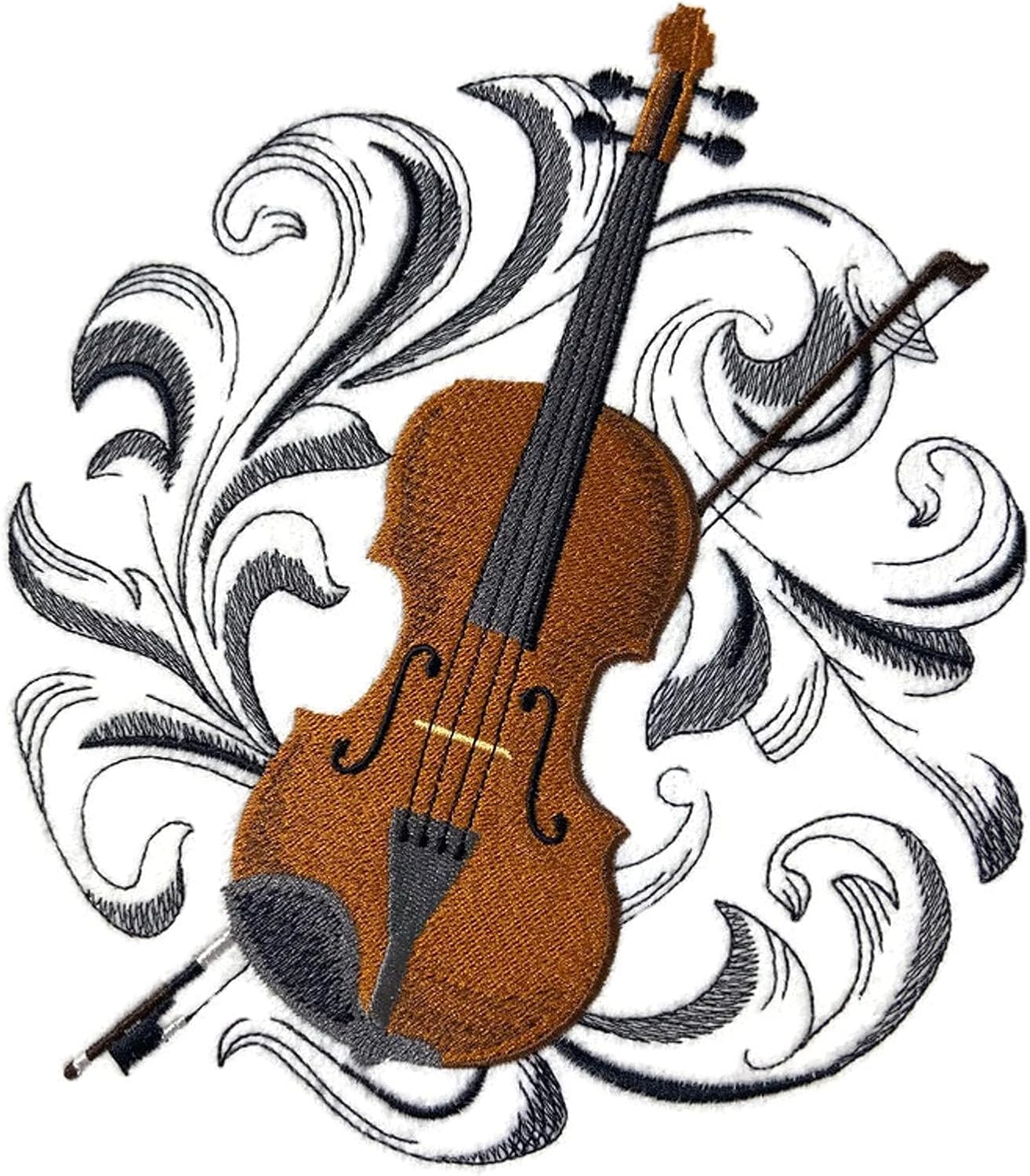 Musical Instruments [Violin with Baroque Background ][Custom and Unique] Embroidered Iron on/Sew patch [6.9"(w) x 7.54"(h)] [Made in USA]…