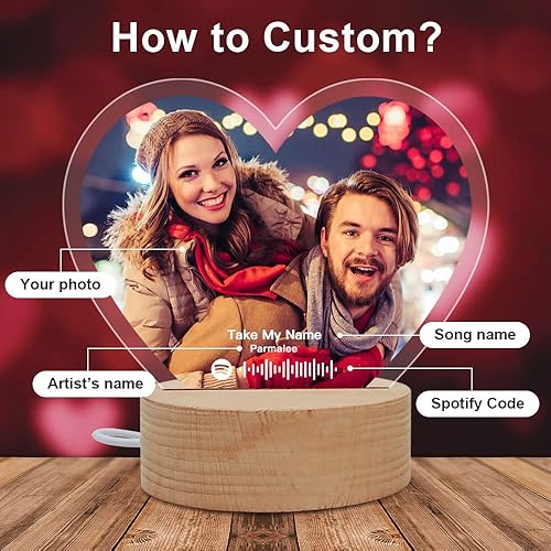 Miniatura 2 de ALBK Placa de cristal de Spotify personalizada, lámpara de fotos LED, álbum de música acrílica con código escaneable, pantalla de canción