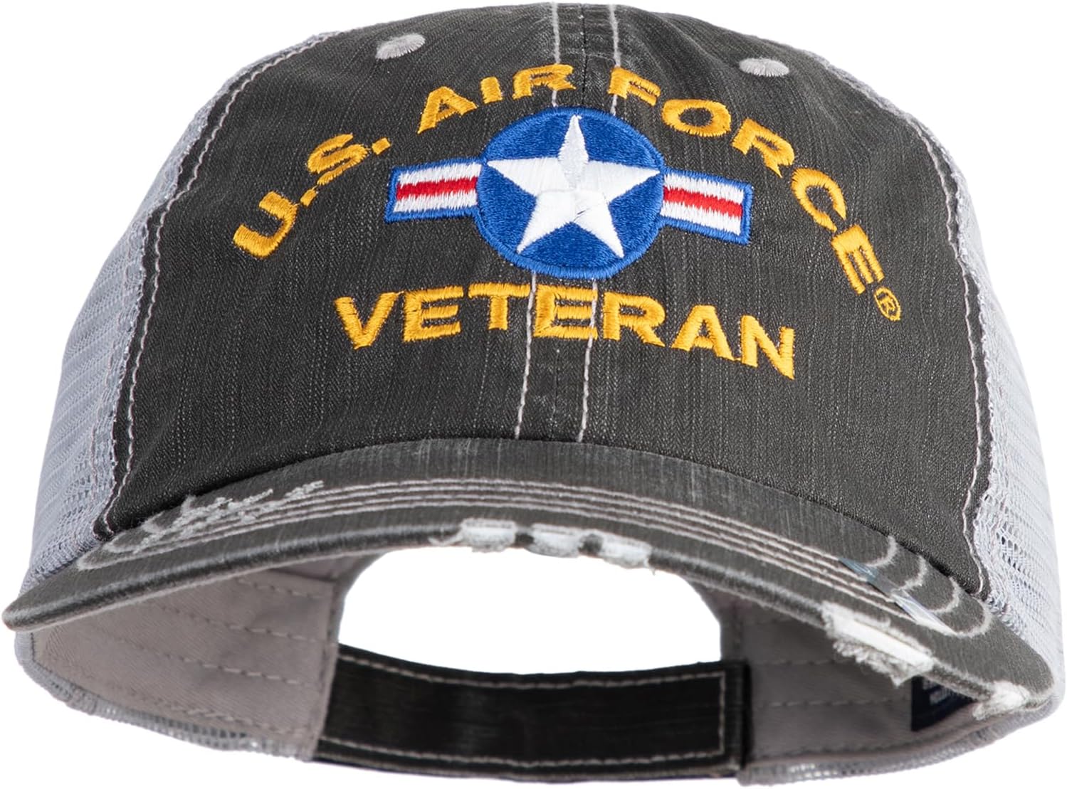e4Hats.com U.S. Airforce Veteran with Roundel Embroidered Low Profile Special Cotton Mesh Cap
