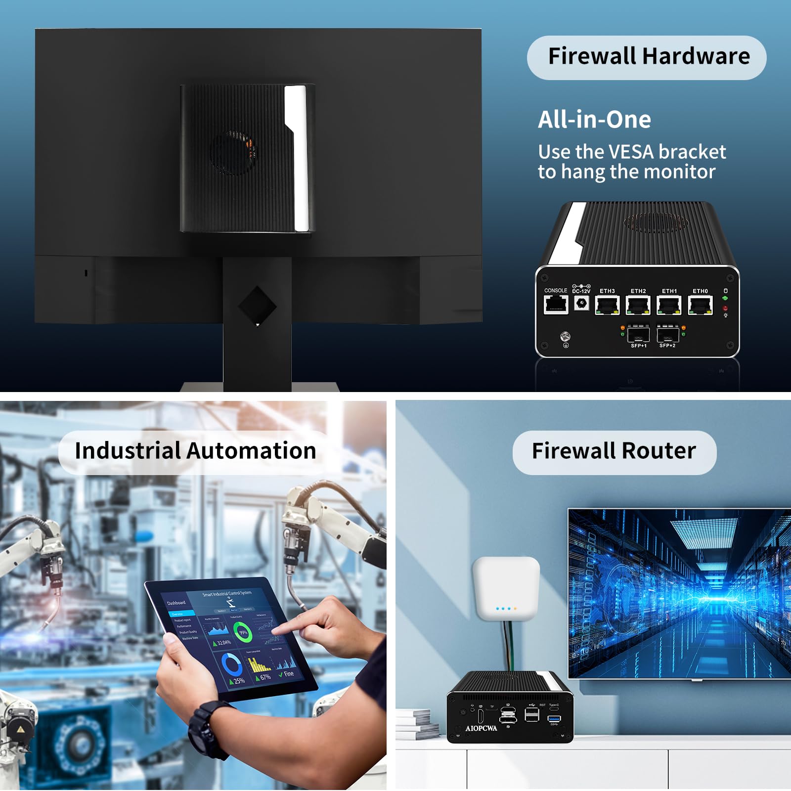 Mini PC Firewall Appliance, 2 × 10GbE SFP+, 4 × i226V 2.5GbE LAN Ports, Core i5-1335U Micro PC, OPNsense Router Hardware, Console, 2HD+DP, USB-C, TF, DDR5 16GB RAM 512GB SSD