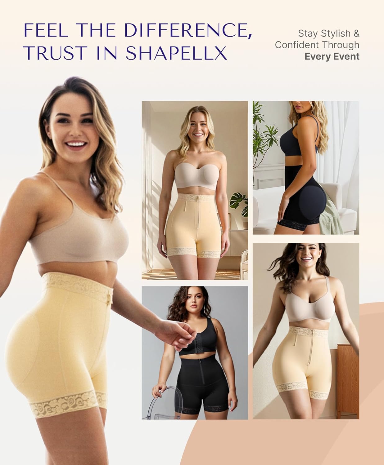 SHAPELLX Butt Lifter Shapewear Tummy Control Shorts For Women Waist Cincher With Hook Zipper Closure Body Shaper Wear - Image 6