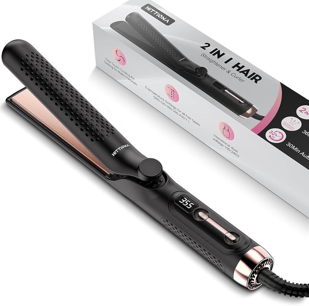 360° Airflow Styler Curling Iron, 2 in 1 Hair Straightener and Curler