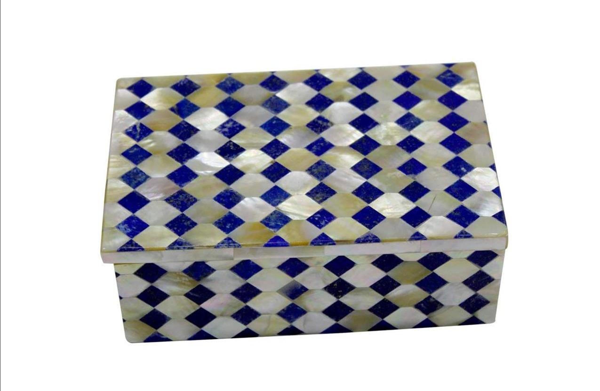 Caja de abalorios de madreperla I MOP, caja de gemelos, caja de clip de corbata de mármol, caja de joyería de piedras preciosas, caja de collar de mármol, caja hecha a mano de 5 x 3.5 pulgadas
