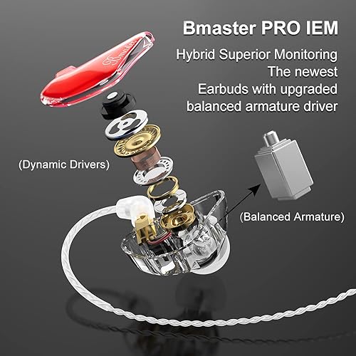 Miniatura 2 de BASN Monitores Intrauditivos, Bmaster Triple Driver HiFi Estéreo con Aislamiento de Ruido Auriculares IEM con Graves Mejorados para Bateristas