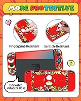 Vista 4 de (2in1 for Nintendo Switch OLED Case +24 Switch Game Holder Cute Cartoon Slim Protective Cases Soft Shell for Kids Boys Teens Girls Girly Design
