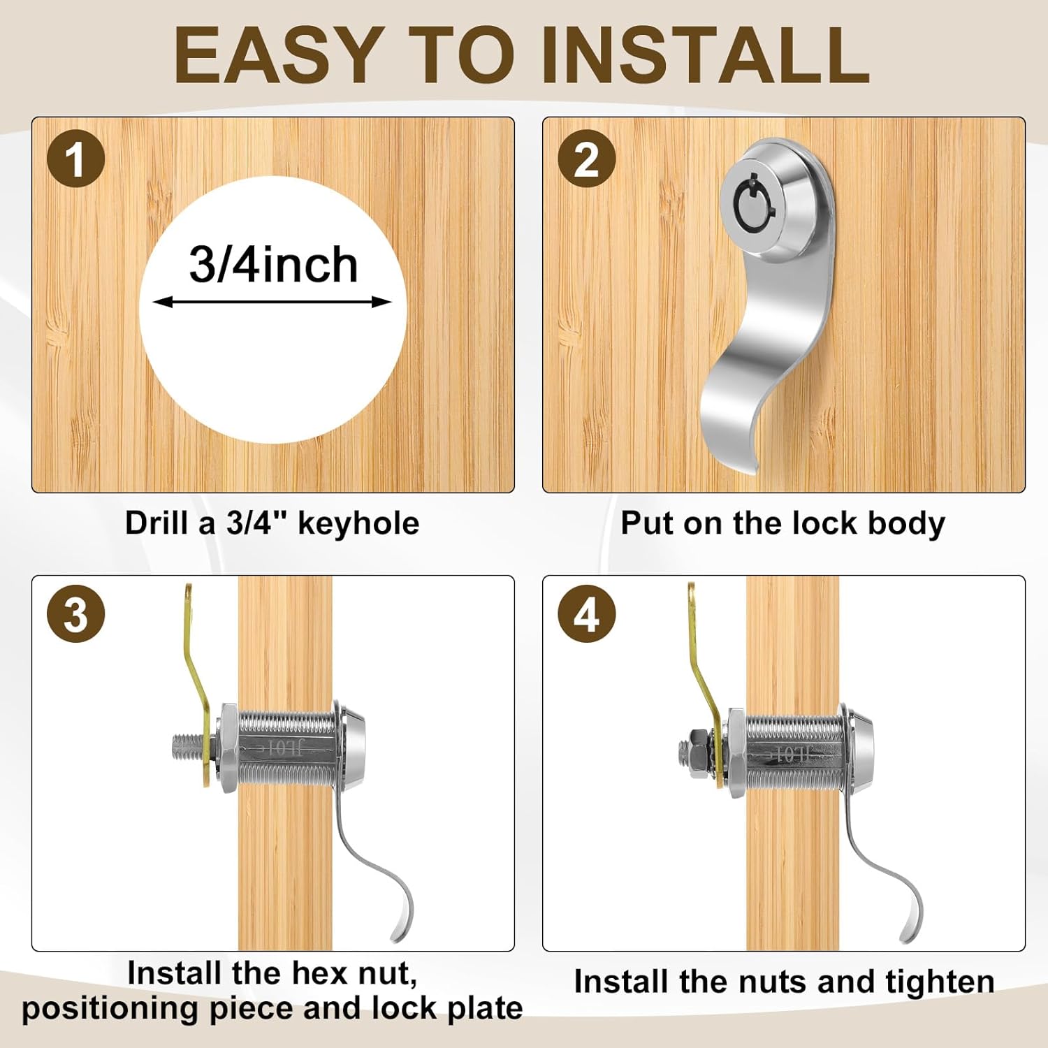 Duraaamo 12 Pack Rv Door Locks for Storage Door 1-1/8'' Rv Compartment Locks with Keys for Camper Travel Trailer Compartment Cabinet Secure Drawer
