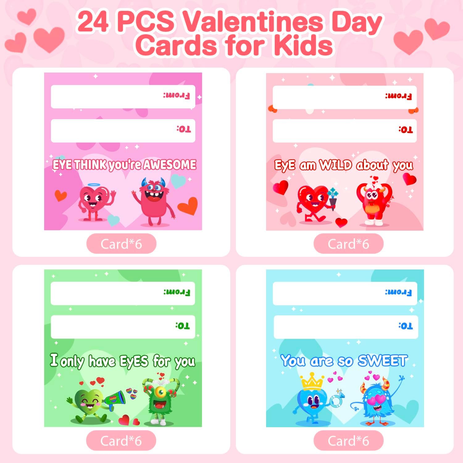 DEKWELL 24 Packs Valentines Day Cards for Kids Classroom with DIY Air Dry Clay Kit,Valentines Day Gifts for Kids School Valentine Class Exchange Presents Party Favors