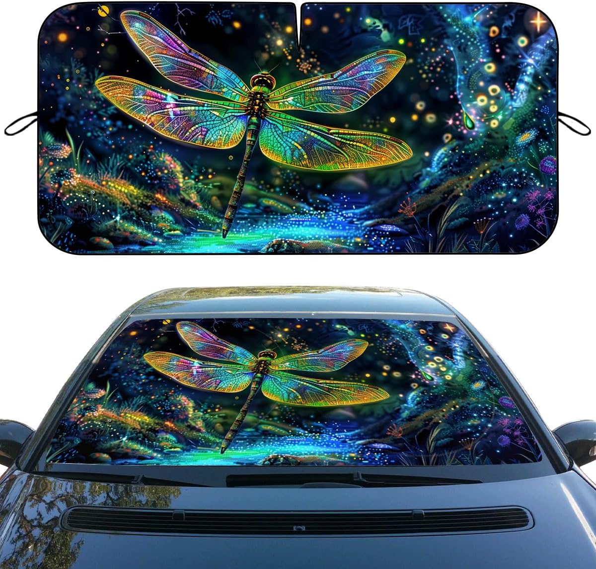 Funny Cat Car Windshield Sun Shade Cute Driving Animals Heatshield Front Window Car Sun ​Shade Windshield Blocks UV Rays Sun Visor Protector for Car Sedan Truck SUV Accessories 59" L x 31.5" W