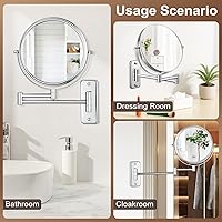 Vista 5 de DECLUTTR 8 Inch Wall Mounted Magnifying Mirror with 10x Magnification, Double Sided Vanity Makeup Mirror for Bathroom, Chrome Finished