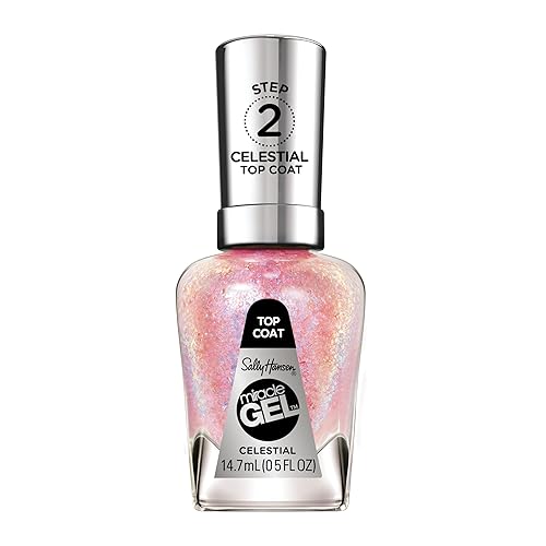 Sally Hansen Miracle Gel - Esmalte de uñas con efecto especial de capa superior Calidad de salón, fórmula tipo gel, sistema de dos pasos, no
