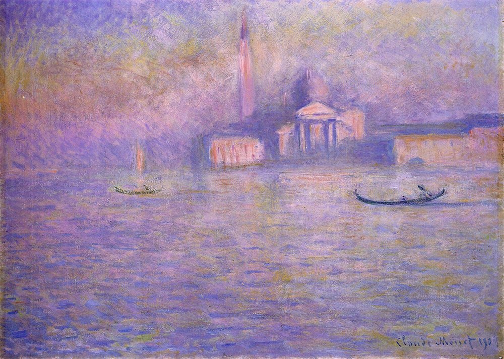 Cuadro de Claude Monet S Giorgio Maggiore sin reflejos con marco negro para pared