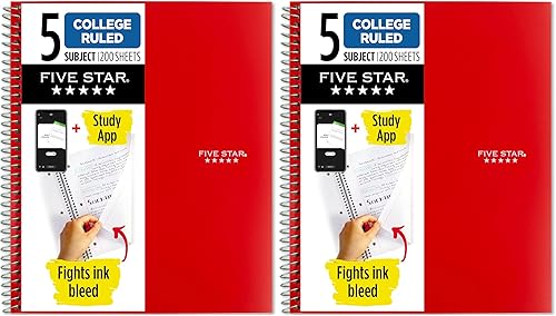 Vista 20 de Cuaderno en espiral de cinco estrellas, 5 puntos, rayado en el colegio, 200 hojas, 11.0 x 8.5 pulgadas individual Negro